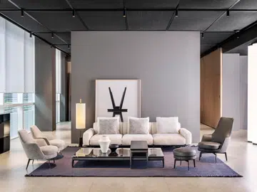 Rosso Italia Flexform Experience Living Centre - Flexform Guscioalto & Guscio(Armchair), Pico (Table) FeelGood (Ottoman) Softdream (Sofa)