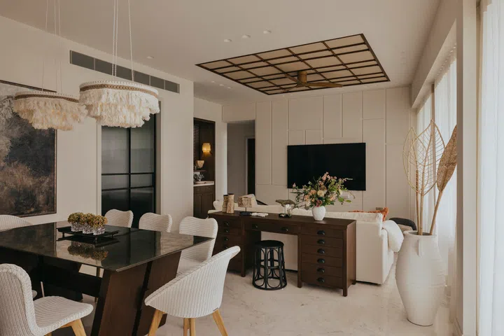 The lift door opens up to an uninterrupted view of the sea; calm and expansive.