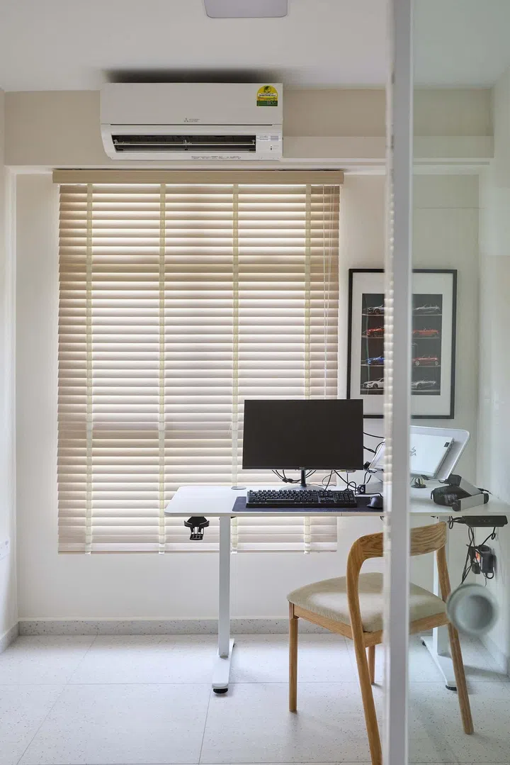 Study room in a minimalist 5-room HDB BTO in Tampines.