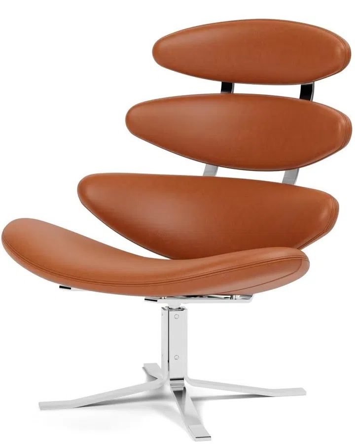 Designed for Danish-born Fredericia, the swivel base chair is a prime example of Scandinavian design.