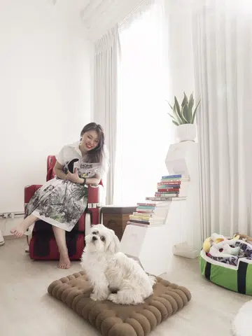 Sylvia and her pet dog, Porky.