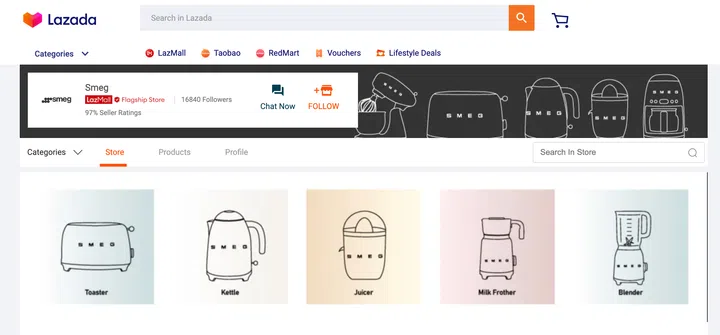 Screengrab of SMEG Lazada
