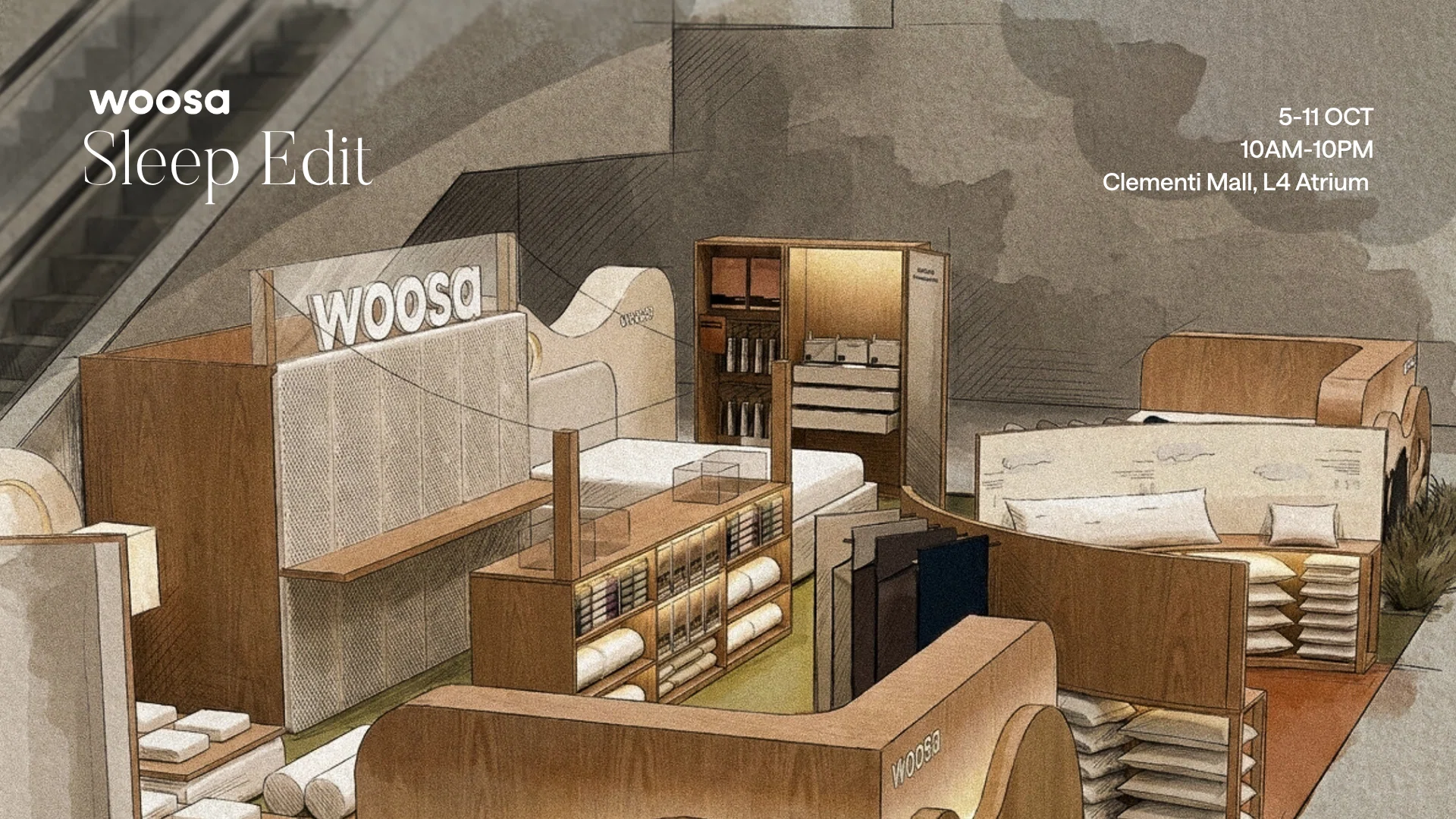 Woosa Sleep Edit pop-up at Clementi Mall runs from 5 to 11 October 2026.