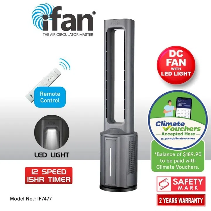 Best value bladeless tower fan in Singapore with LED light