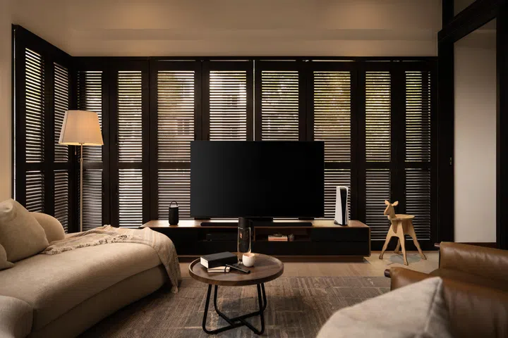 The second-floor living room.