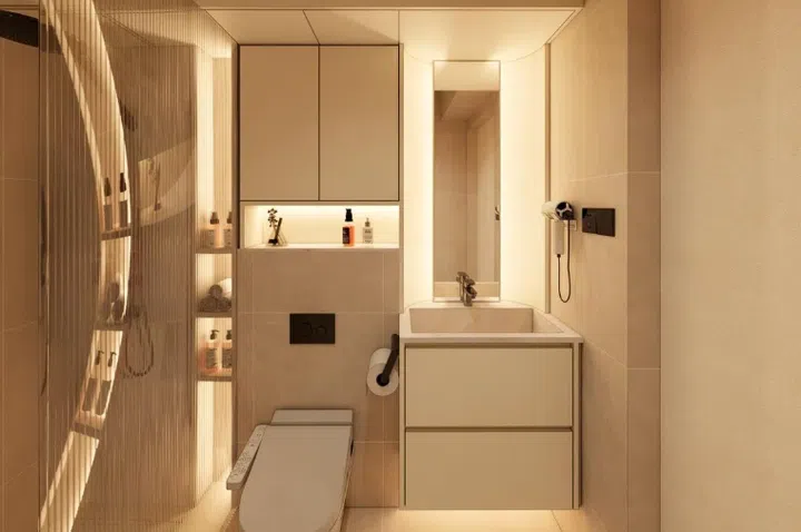 Computer-generated image of the couple’s new flat: bathroom.