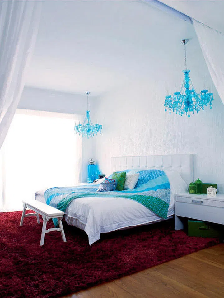 bedroom, colour, red, carpet,