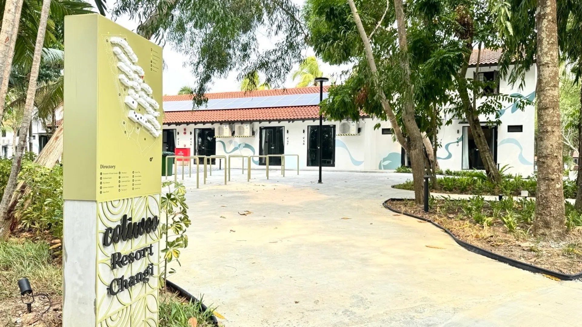 View of Coliwoo Resort Changi from the back gate for easy access to Pasir Ris Park.