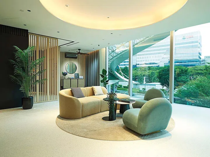 Smart home living room setup in City Energy's showroom in Plaza Singapura.