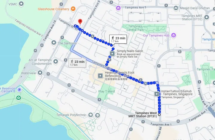 Tampines Green Flora is a long 23-minute walk from the nearest Tampines West MRT Station, and a 25- to 28-minute walk to the central Tampines MRT Station.