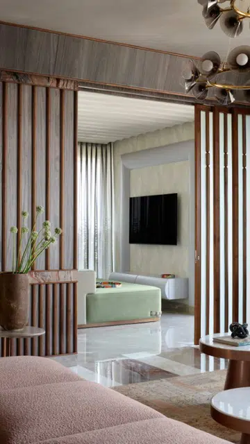 Sliding panels help to open up or close off certain areas when necessary. 