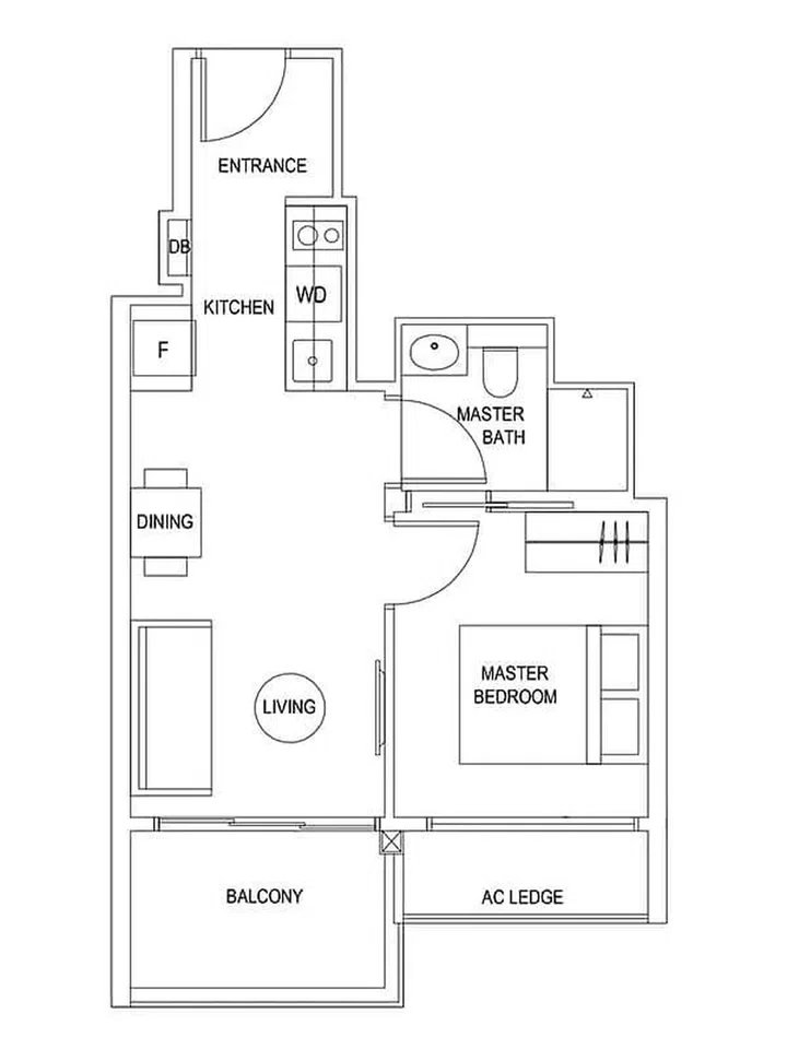 Myra Residences condo 1 Bedroom Type A1 473 sq ft. Image from Myra Residences official website