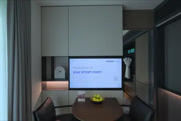 There are 3 Samsung-fitted smart rooms across Studio Deluxe and 1-Bedroom Deluxe units at the Fraser Residence River Promenade serviced apartment.