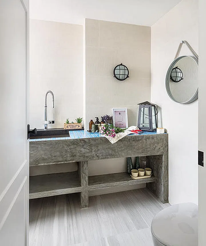 bathroom, concrete, sink, tiles, singapore, home and decor,
