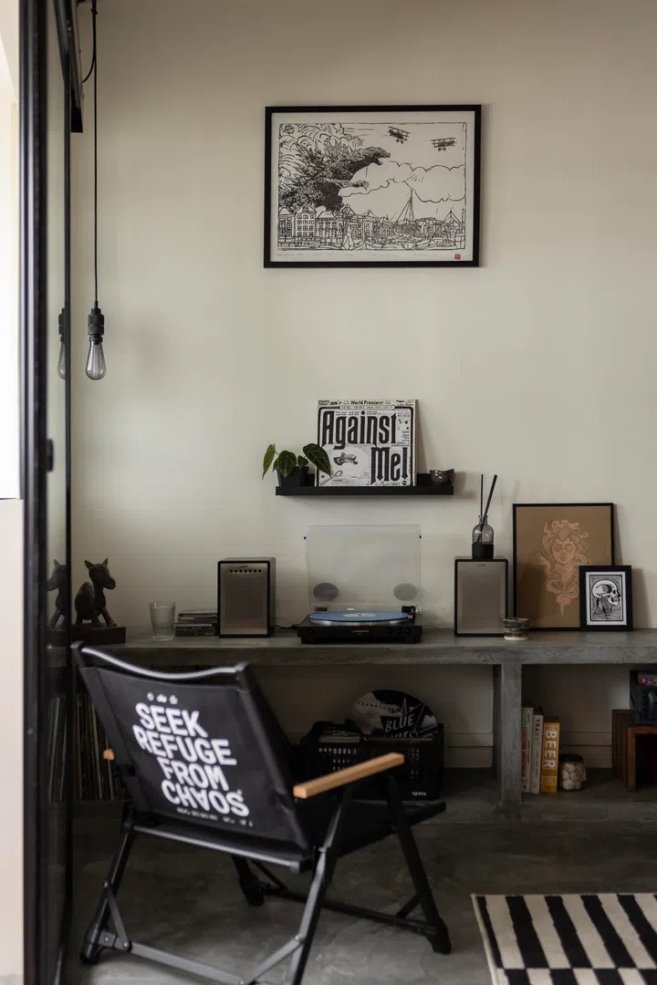 The homeowner is a music aficionado.