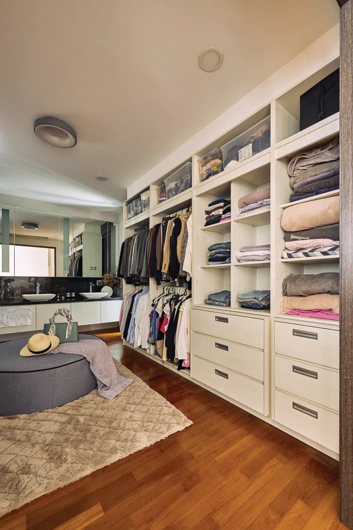 The original walk-in wardrobe was retained.