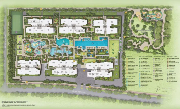 Emerald of Katong condominium site plan from Sim Lian Group’s brochure.