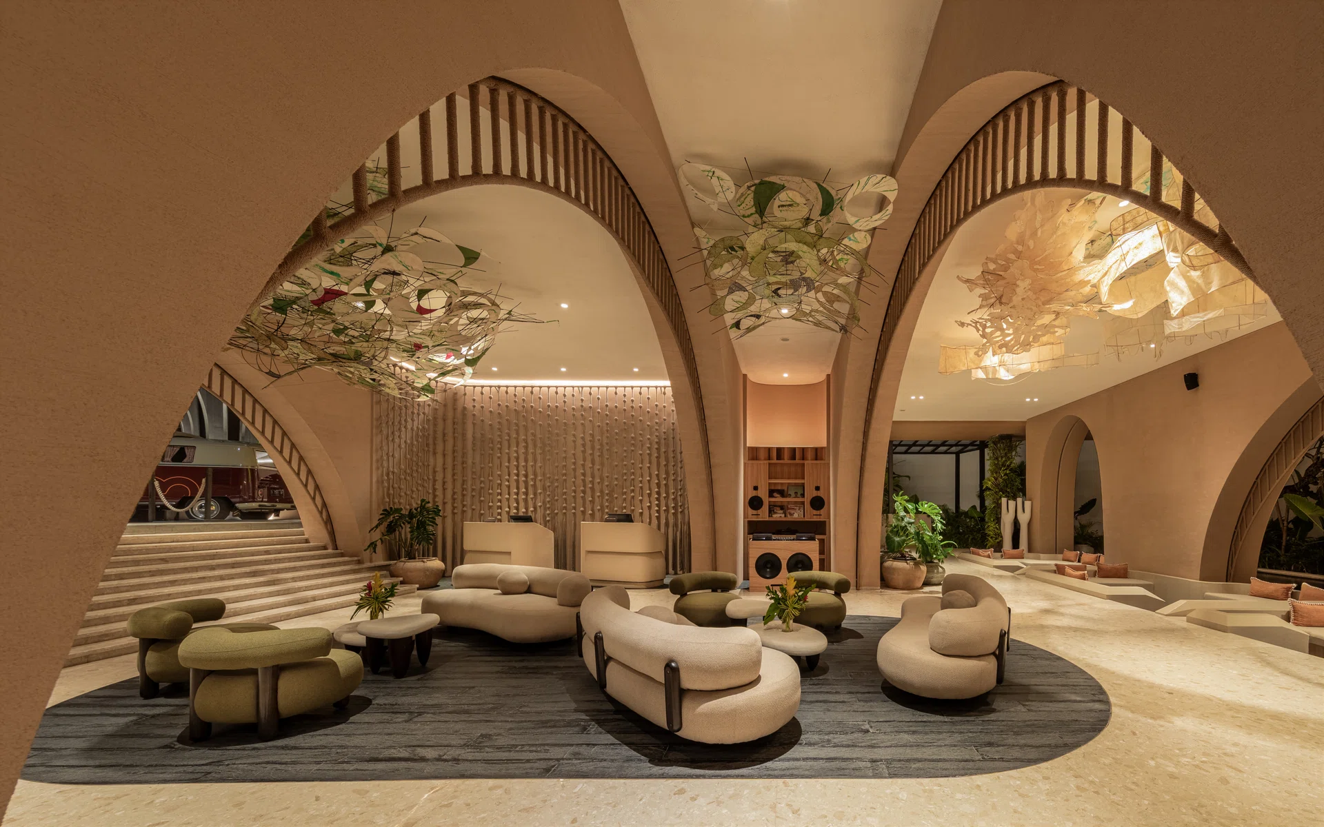 Main lobby in the Noema Resort Bali, designed by Hirsch Bedner Associates (HBA).