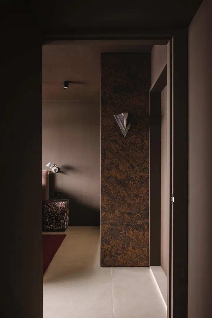 Bold accents are used throughout the home, creating a sense of flow, as seen in the Master Bedroom.