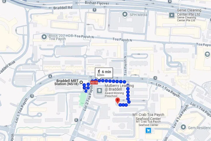 The Orie condo is a short walk to the nearest Braddell MRT Station.