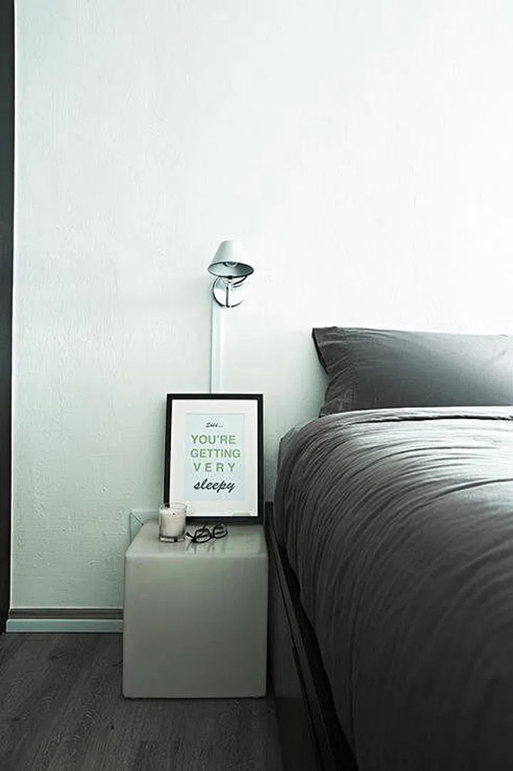 The bed sits on a platform that’s a little higher, as its base was customised to store bulky luggage.