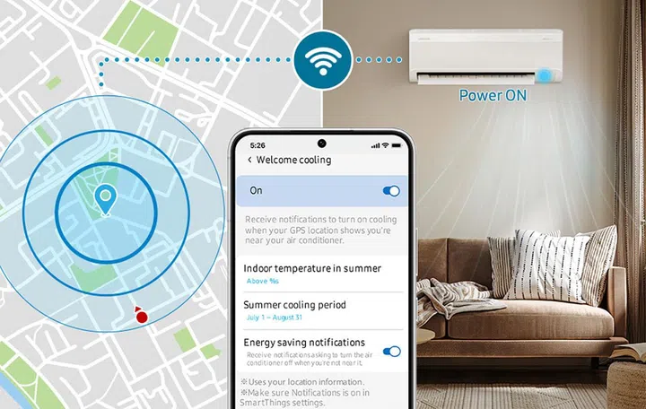 You can use SmartThings to pre-cool your apartment before arriving home.