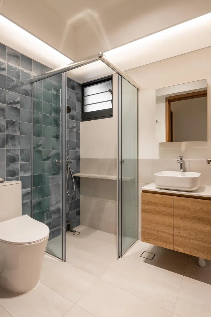 Bathroom in Mr and Mrs Chua’s 4-room BTO in Tampines.