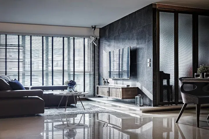 House Tour: A 5-room Punggol HDB flat with dark finishes and linear ...