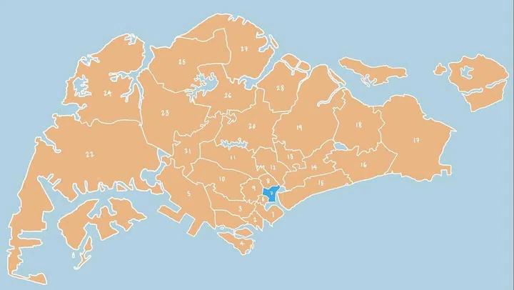 Illustrated map showing District 07 - Bugis, Rochor, Bencoolen, Golden Mile in Singapore.