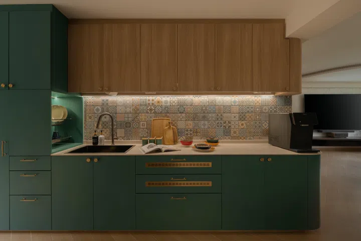 The kitchen was the first place Ayu ran to during the reveal. To her delight, the Moroccan-inspired backsplash was exactly what she had hoped for.