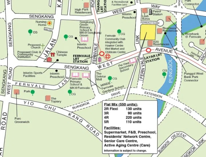 Map showing location of Fernvale Sails HDB BTO (Standard), launched in the October 2024 BTO sales exercise.