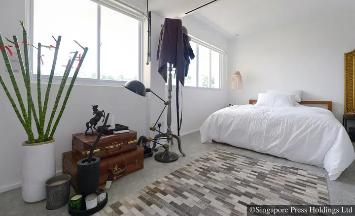 These trunks doubling as storage for fashion director Jeremy Tan.