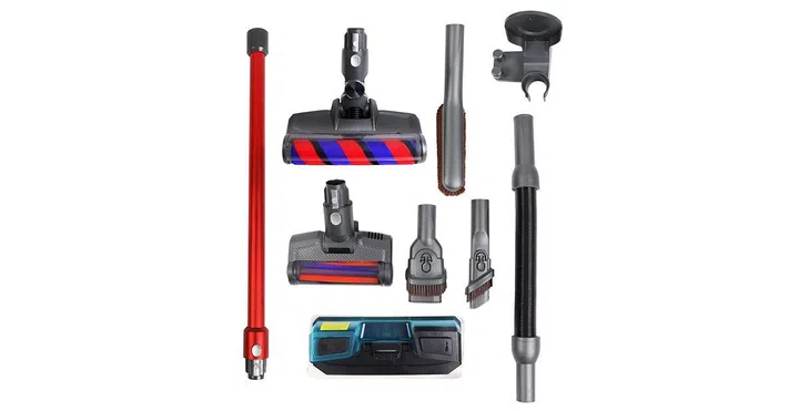 Sharp Cordless Stick Vacuum's bundled accessories. Image source: Sharp