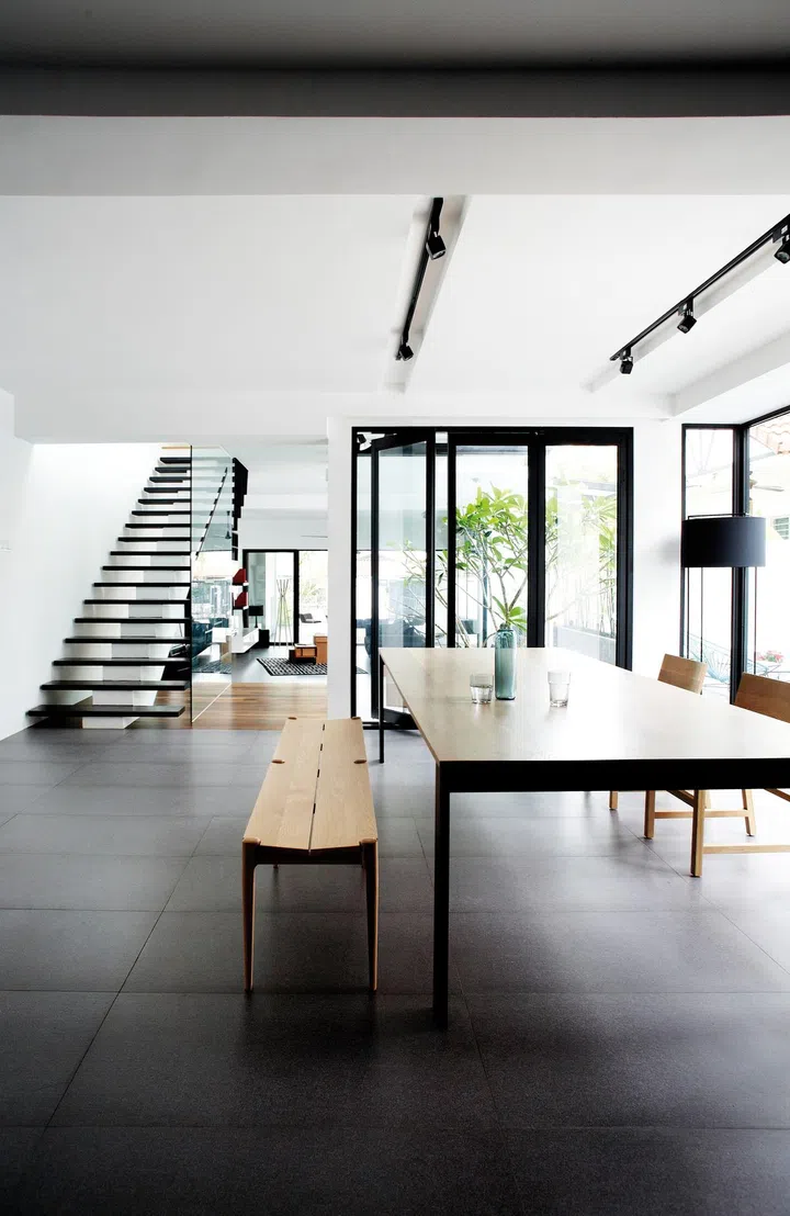 spacious, minimalist, acapulco, neon coffee tables