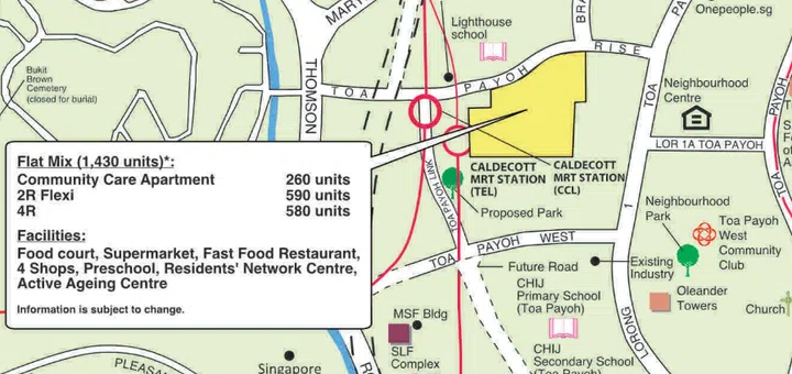 This October 2026 BTO along Toa Payoh Rise (next to Caldecott MRT Station) occupies a city-fringe plot situated right beside Toa Payoh Rise, Toa Payoh West, and Toa Payoh Link.