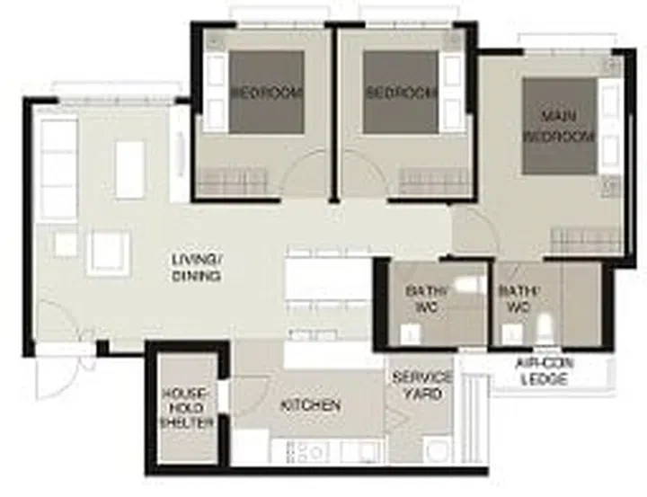 Tampines GreenVines 4-room floor plan. Image HDB