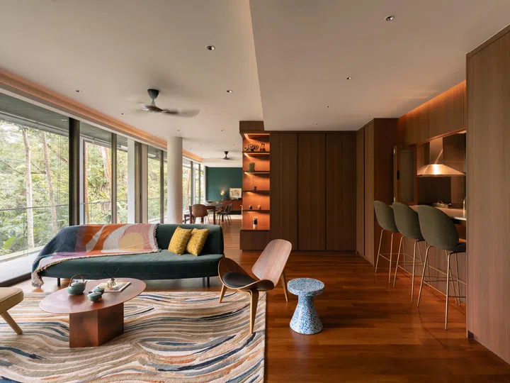 The homeowners brought along with them cherished furniture pieces.