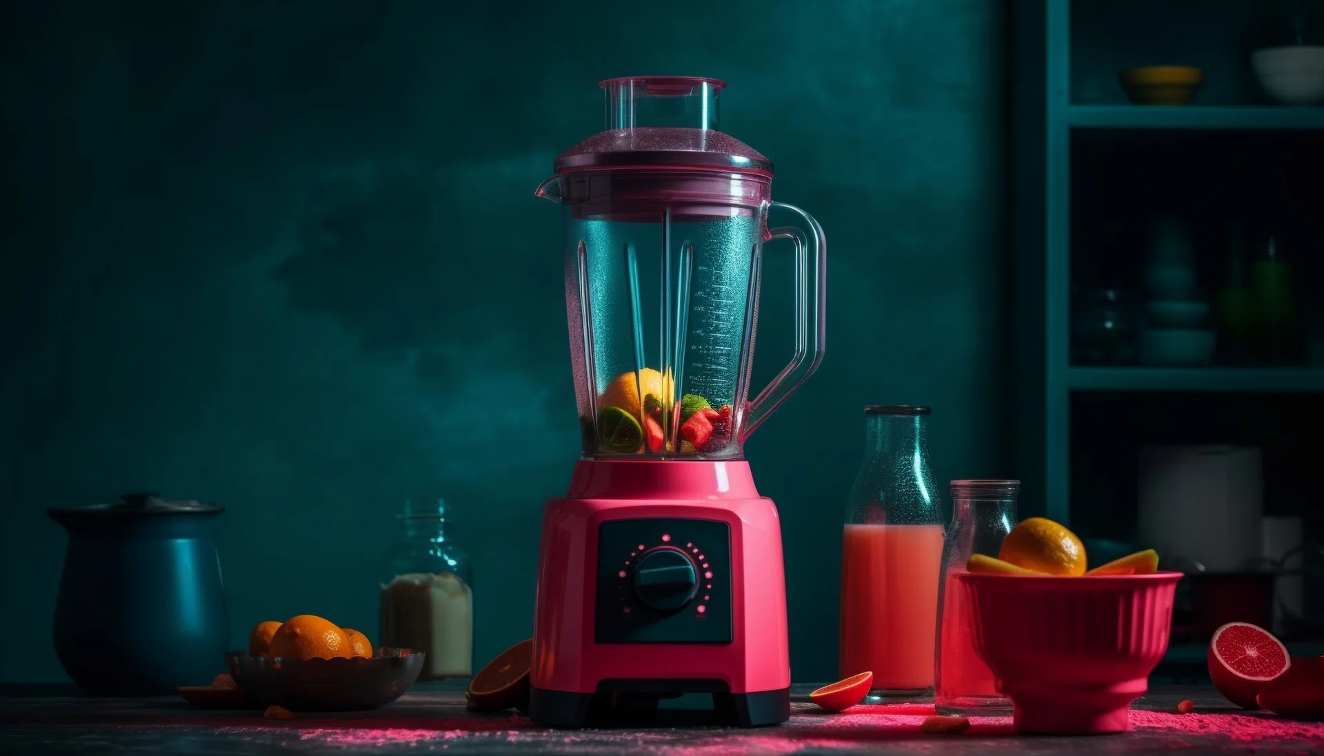 Healthy fruit cocktail on wooden table indoors generated by artificial intelligence