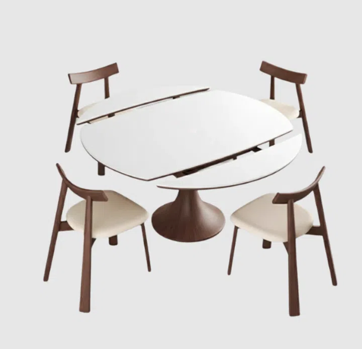 Born in Colour Capri Ivory Ceramic Round Extendable Dining Table