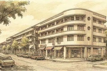 A drawing illustration of moh guan terrace.