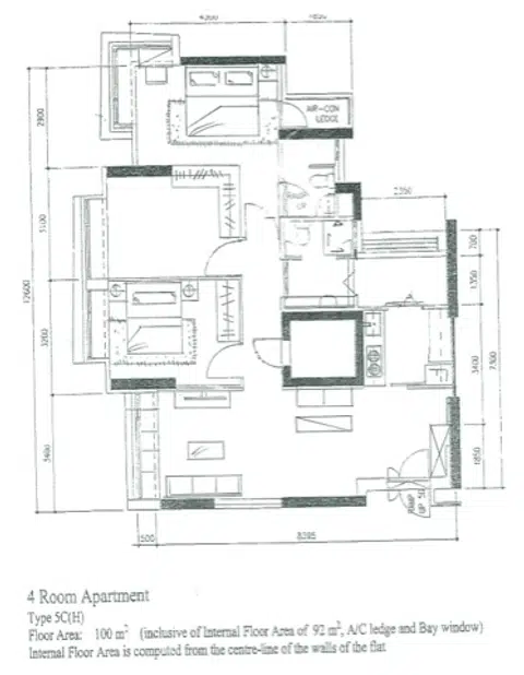 Suggested floor plan of a flat in Casa Clementi