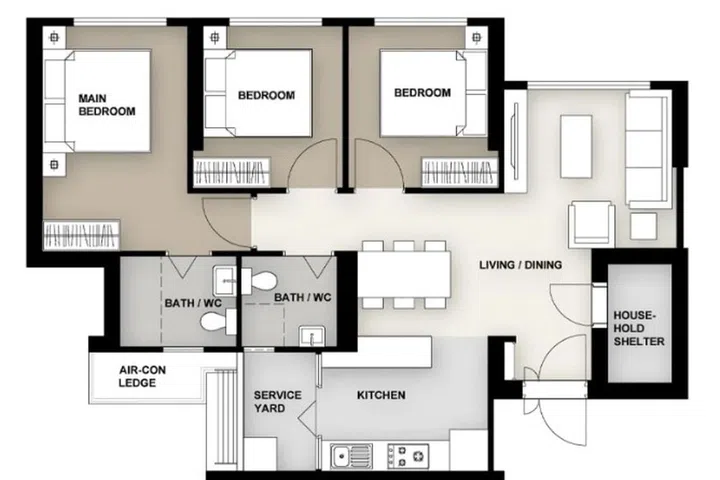 Ghim Moh Ascent BTO 4-Room floor plan.