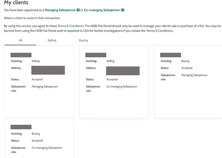 Property agents will have a personalised dashboard on the HDB Flat Portal, which gives them an overview of their clients – both buyers and sellers.