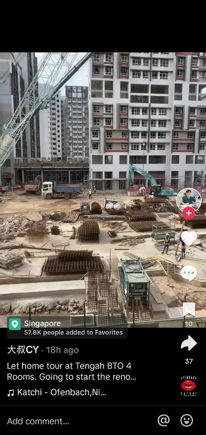 Tiktok screengrab of the new Tengah HDB BTO estate at 111 Tengah Plantation (Tiktok user @cyinteriordesigner)