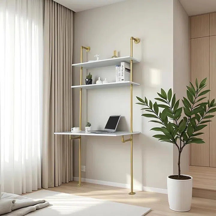 Gold Desk Small Computer Desk with Shelves, $239 from Amazon