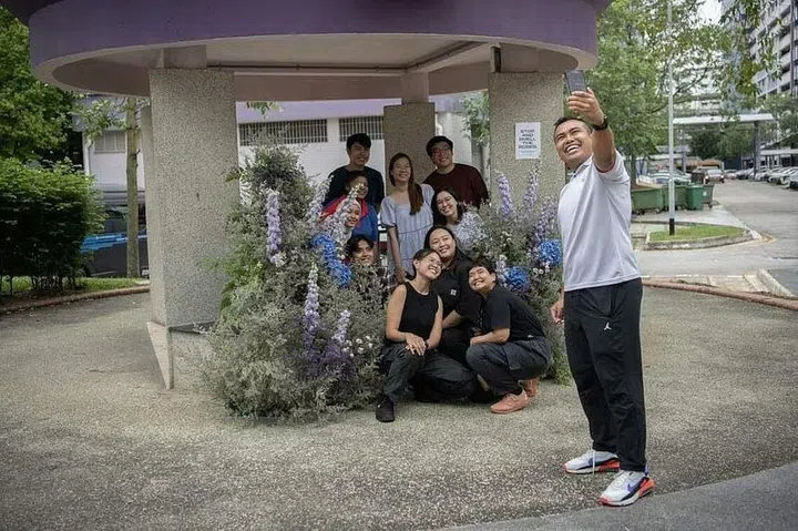 MP for Pasir Ris-Punggol GRC Sharael Taha (right) came upon the Flower Bomb while meeting residents in the vicinity.  ST PHOTO: SHINTARO TAY