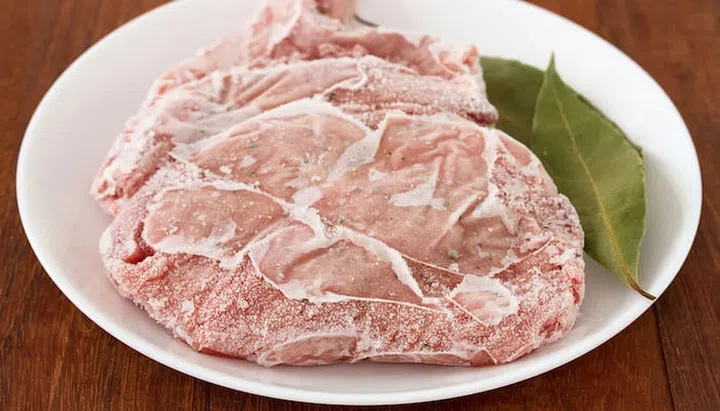 frozen pork on plate