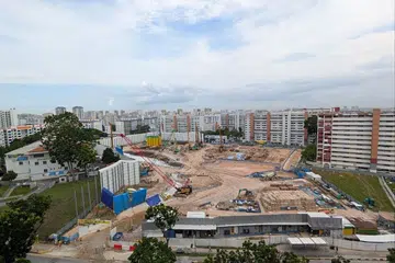 I visited the Chai Chee Bedok October 2025 BTO site. The construction for the BTO estate has already started. This is an aerial view from the opposite HDB block in September 2025.