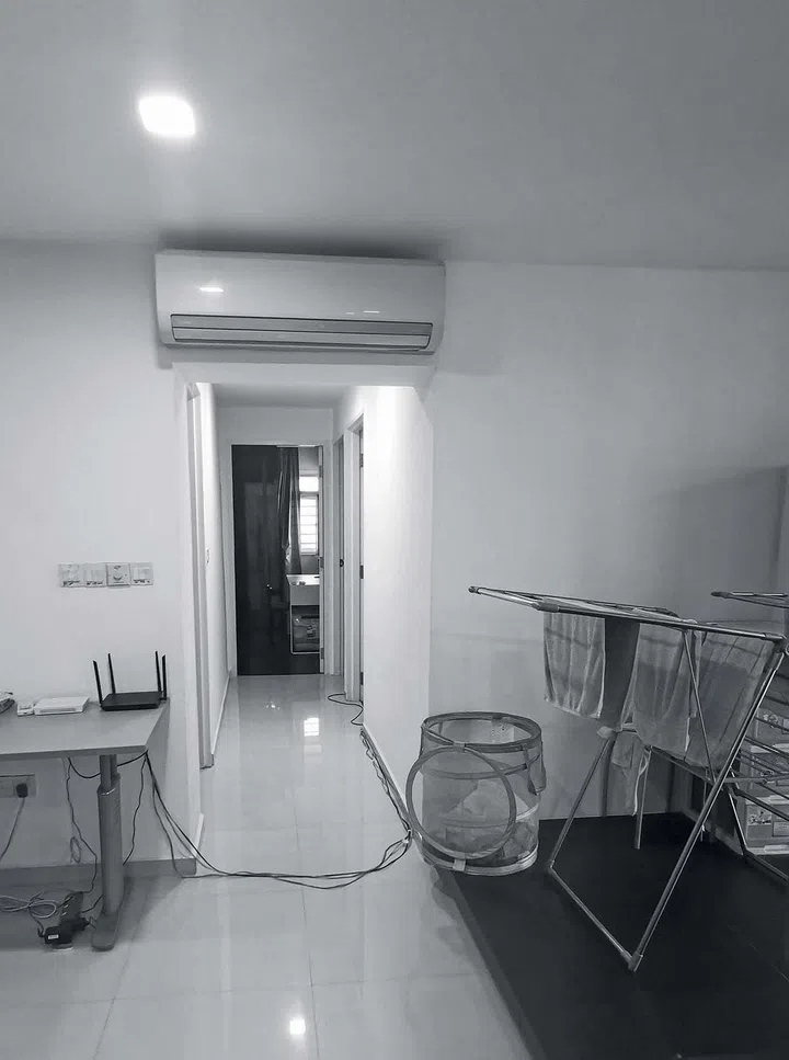 A cluttered hallway