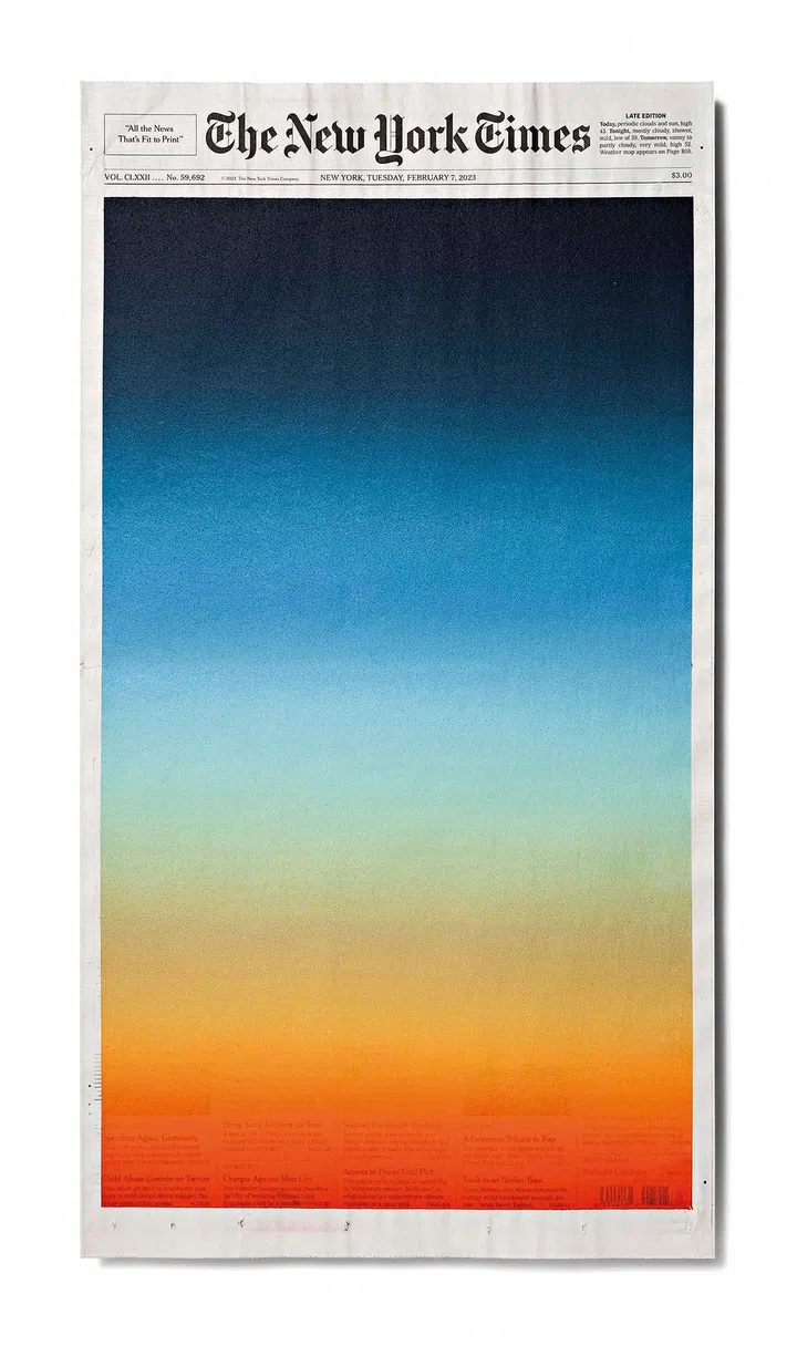 Sho Shibuya,
230207, 2023,
acrylic on
newspaper, 69 x
44 cm (framed)